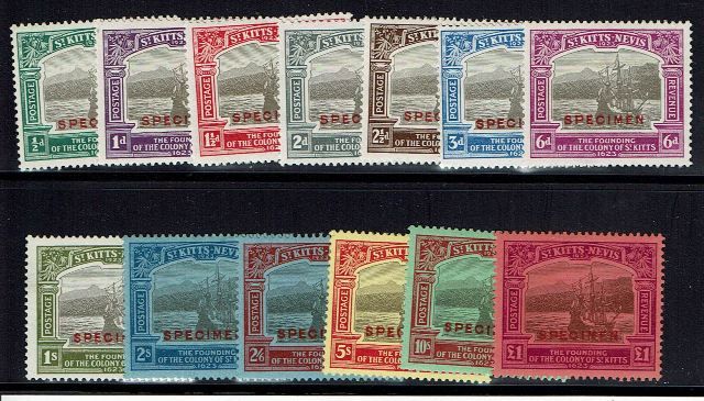 Image of St Kitts Nevis SG 48S/60S MM British Commonwealth Stamp